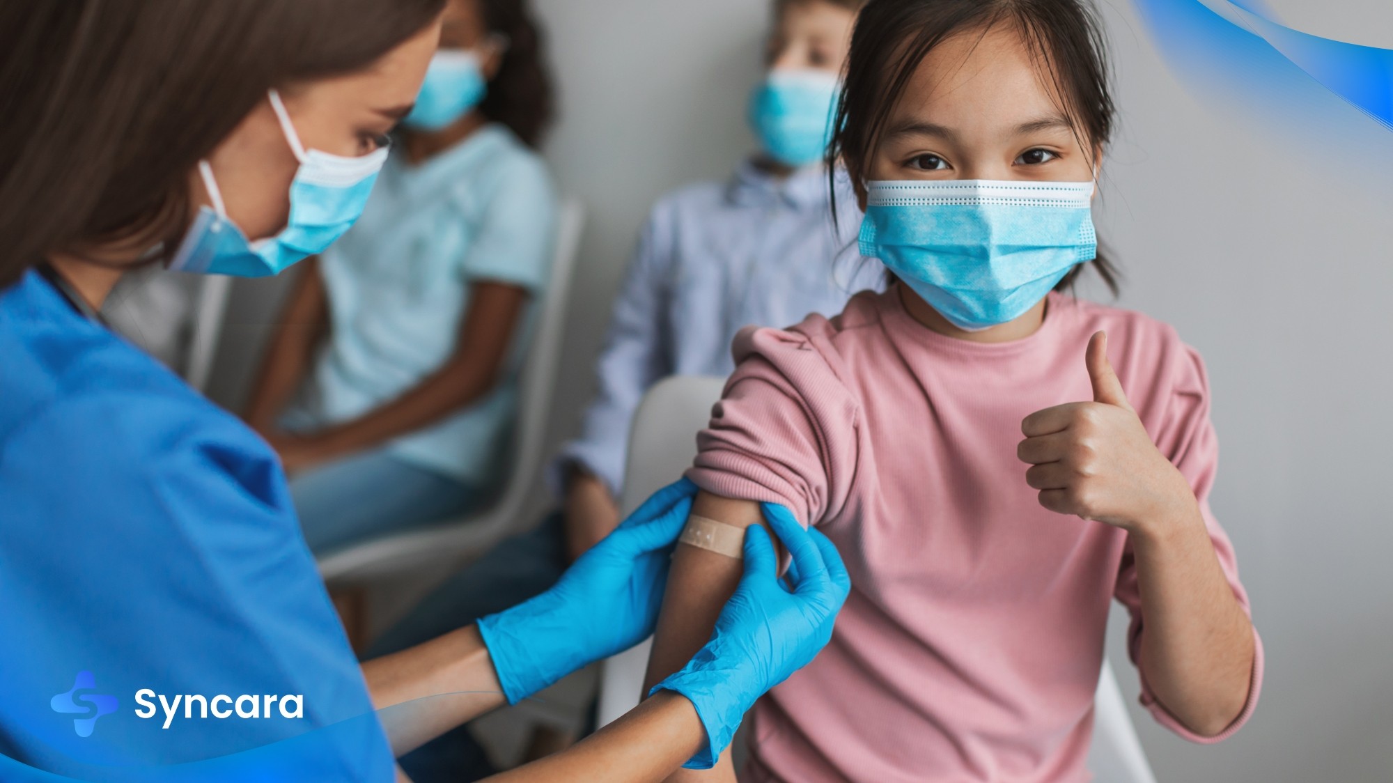 Child receiving vaccination at Ontario public health unit