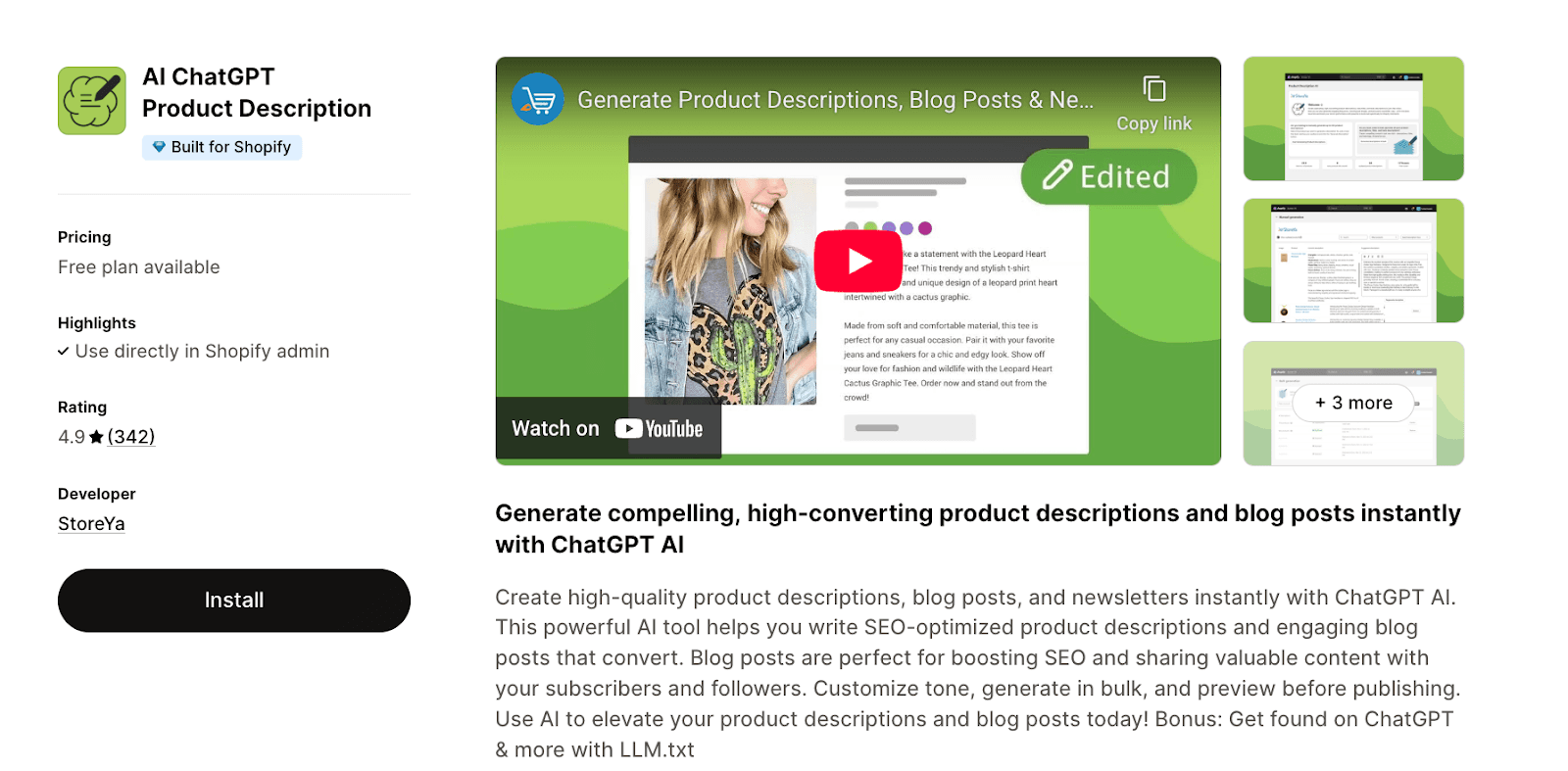 AI ChatGPT Product Description