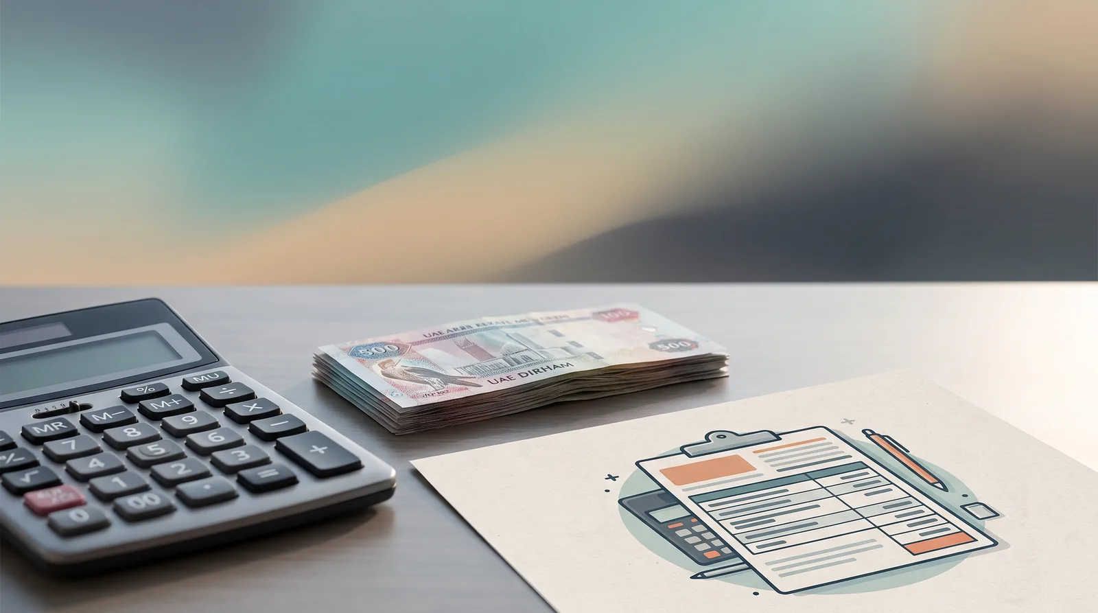 VAT registration threshold UAE with tax paperwork and calculator