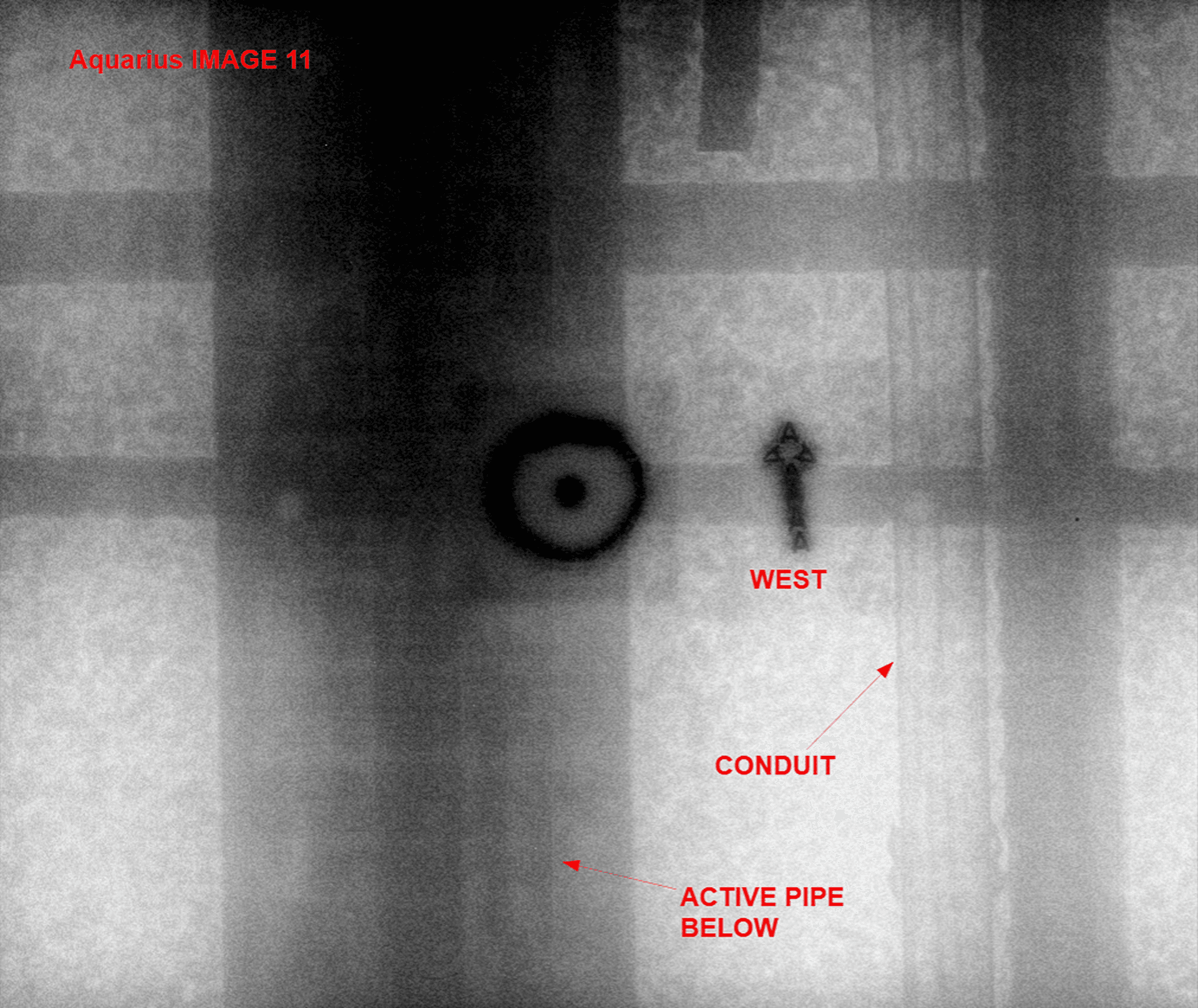Blind area on the X-ray image due to active pipe on the way