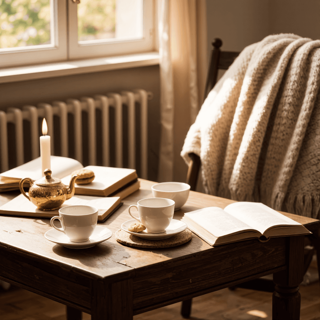 product photography of cozy home setting items