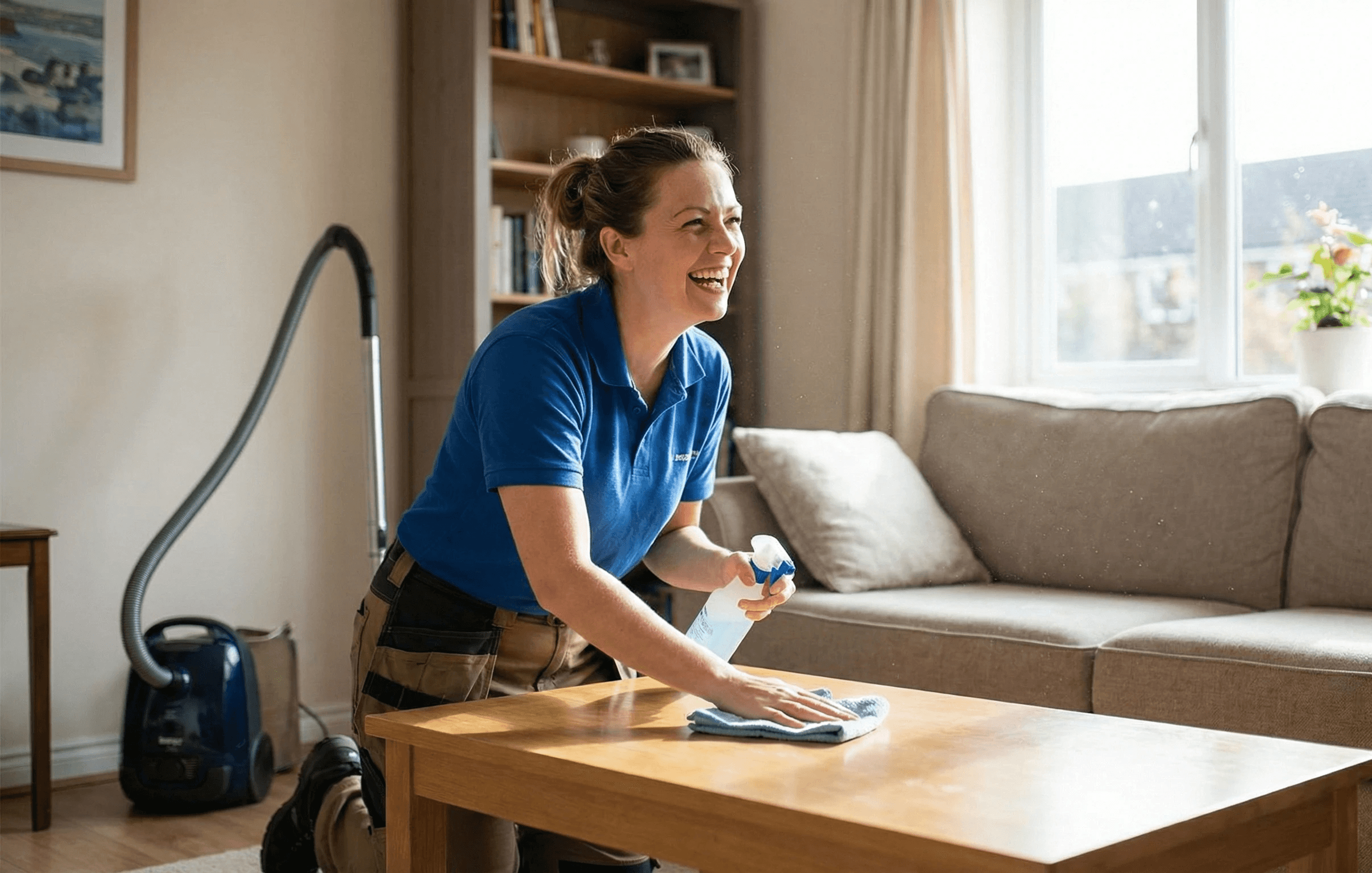 Smiling home cleaner