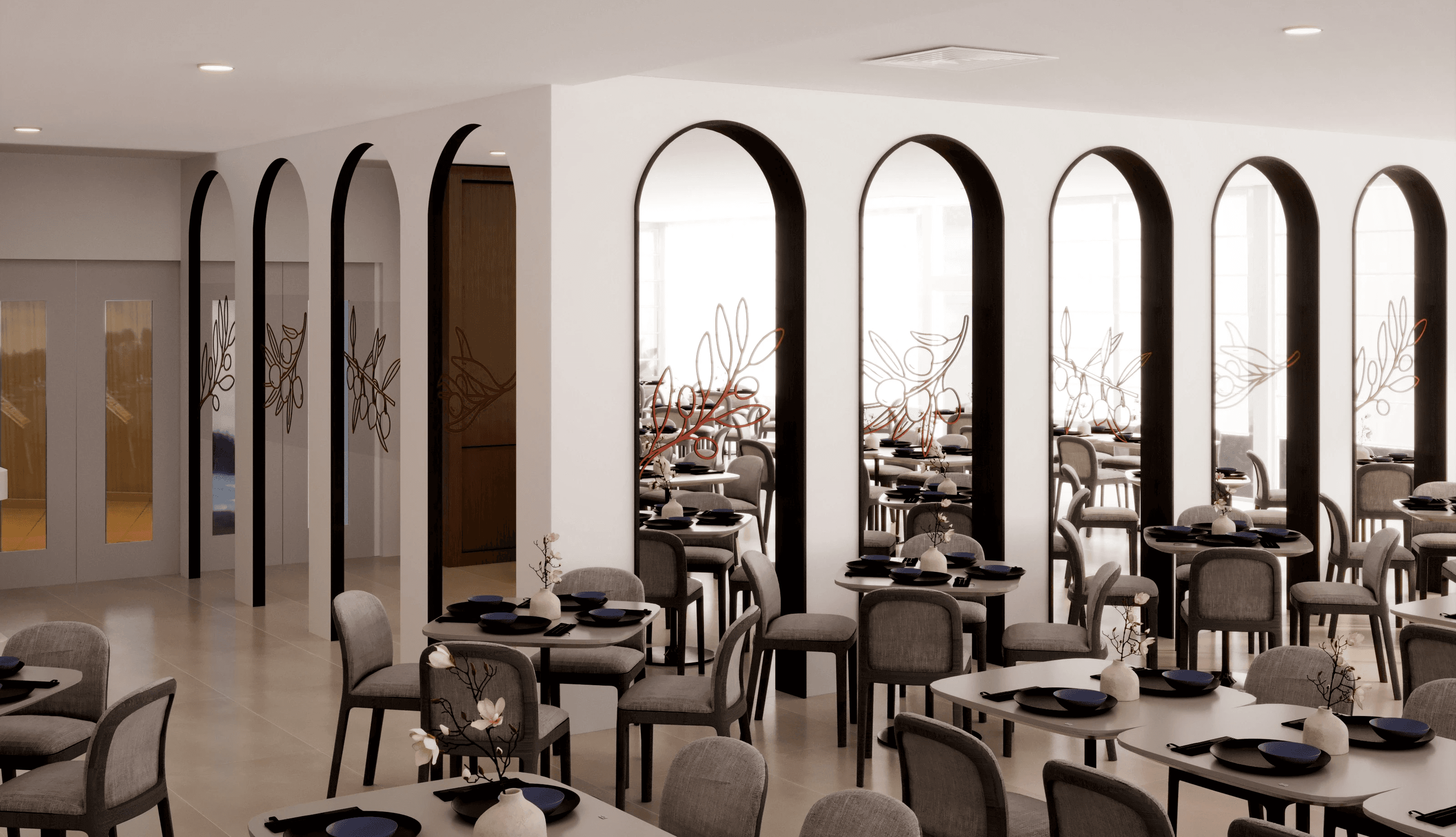 nestor hotel by ethos art and design. interior design luxury hotel dining hall