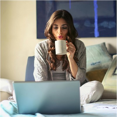 A photo of woman in red