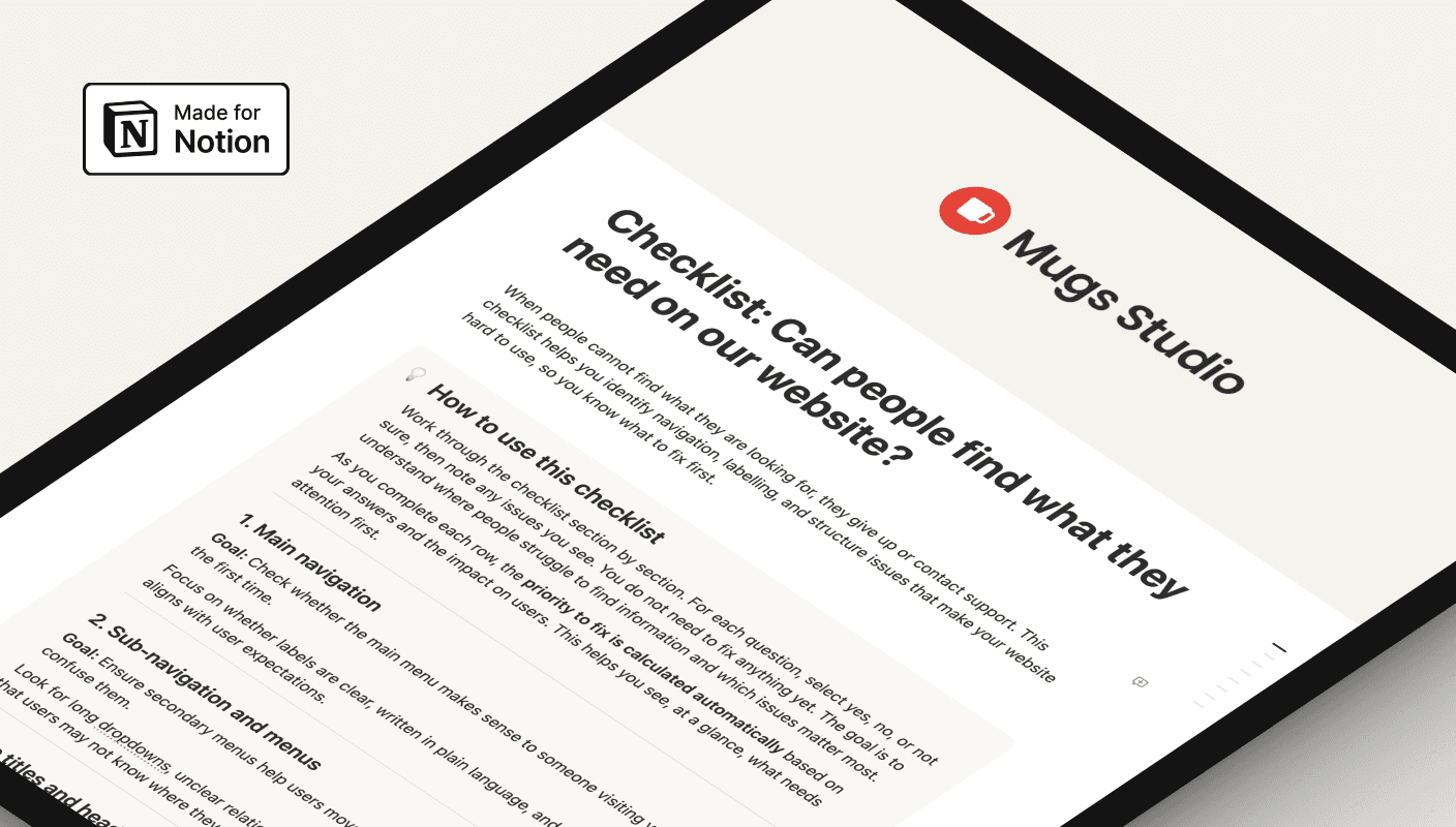 Notion Template screen