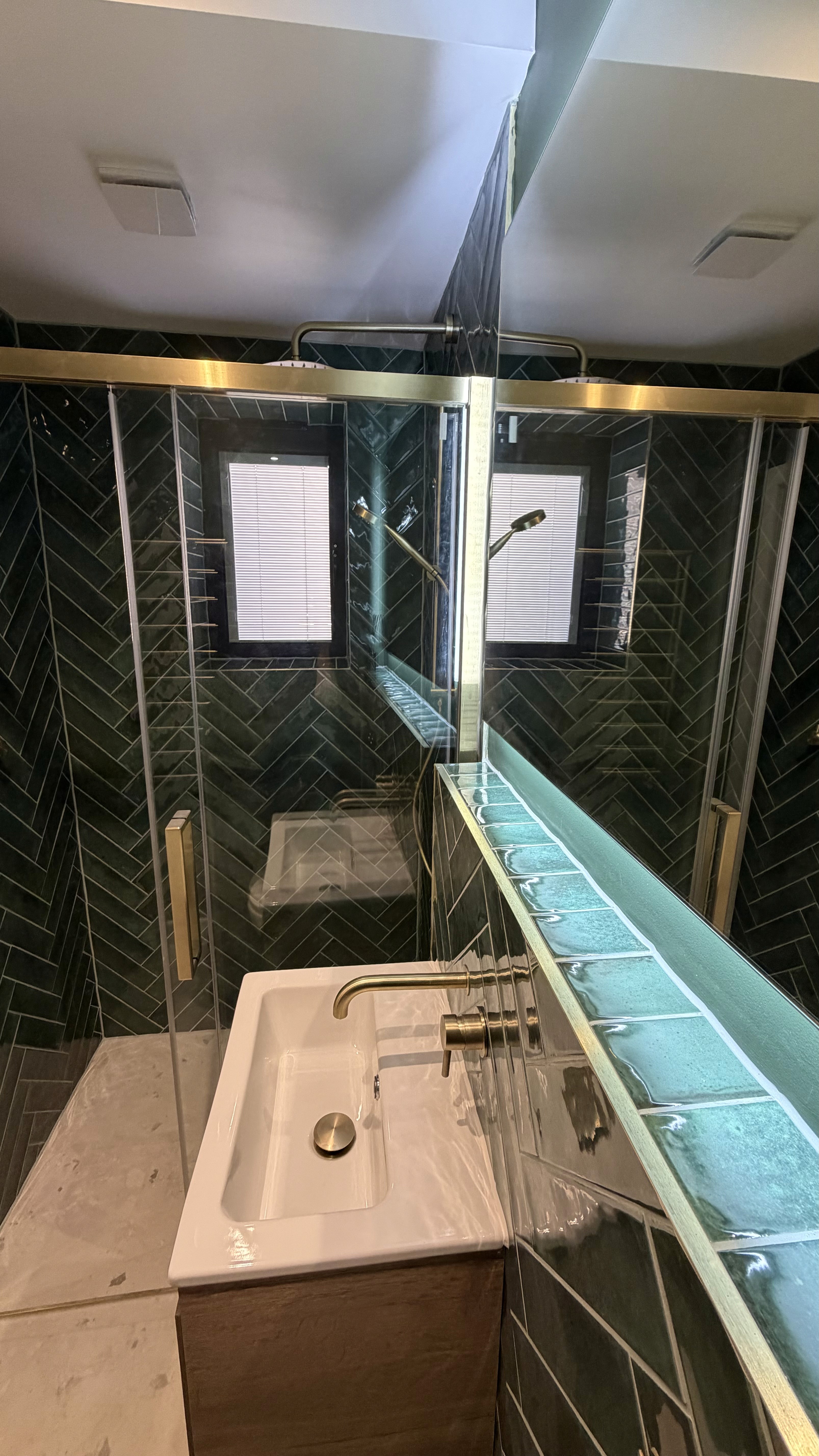 luxury bathroom door opened rear view