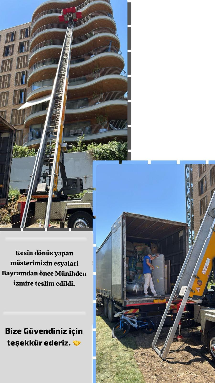 Transport von einem LKW in ein Hochhaus