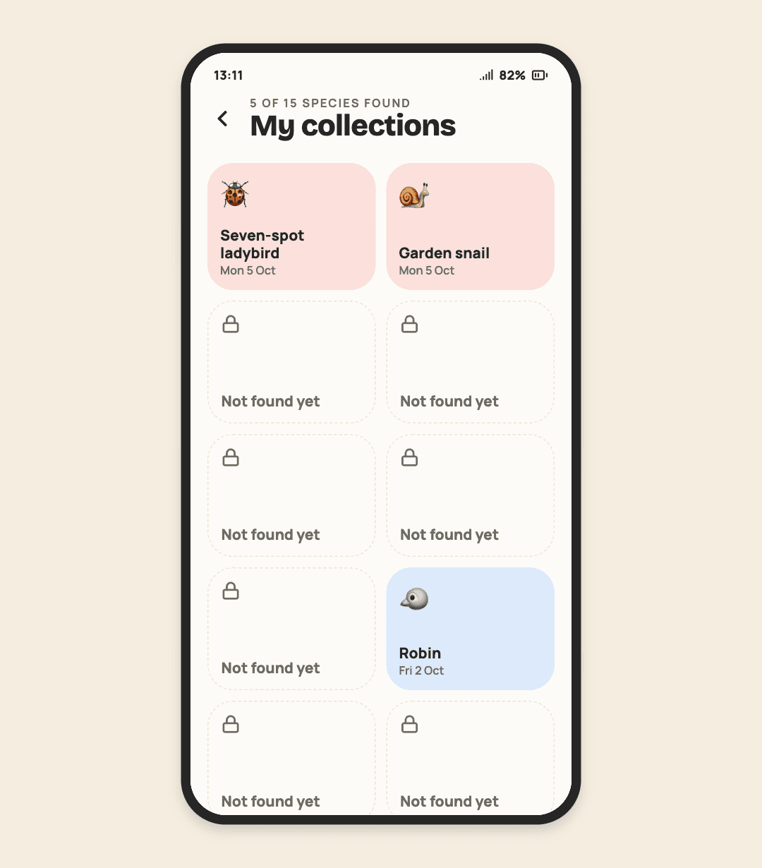 Pip collections screen