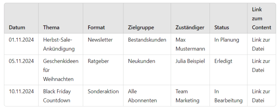 Redaktionsplan für E-Mail-Marketing