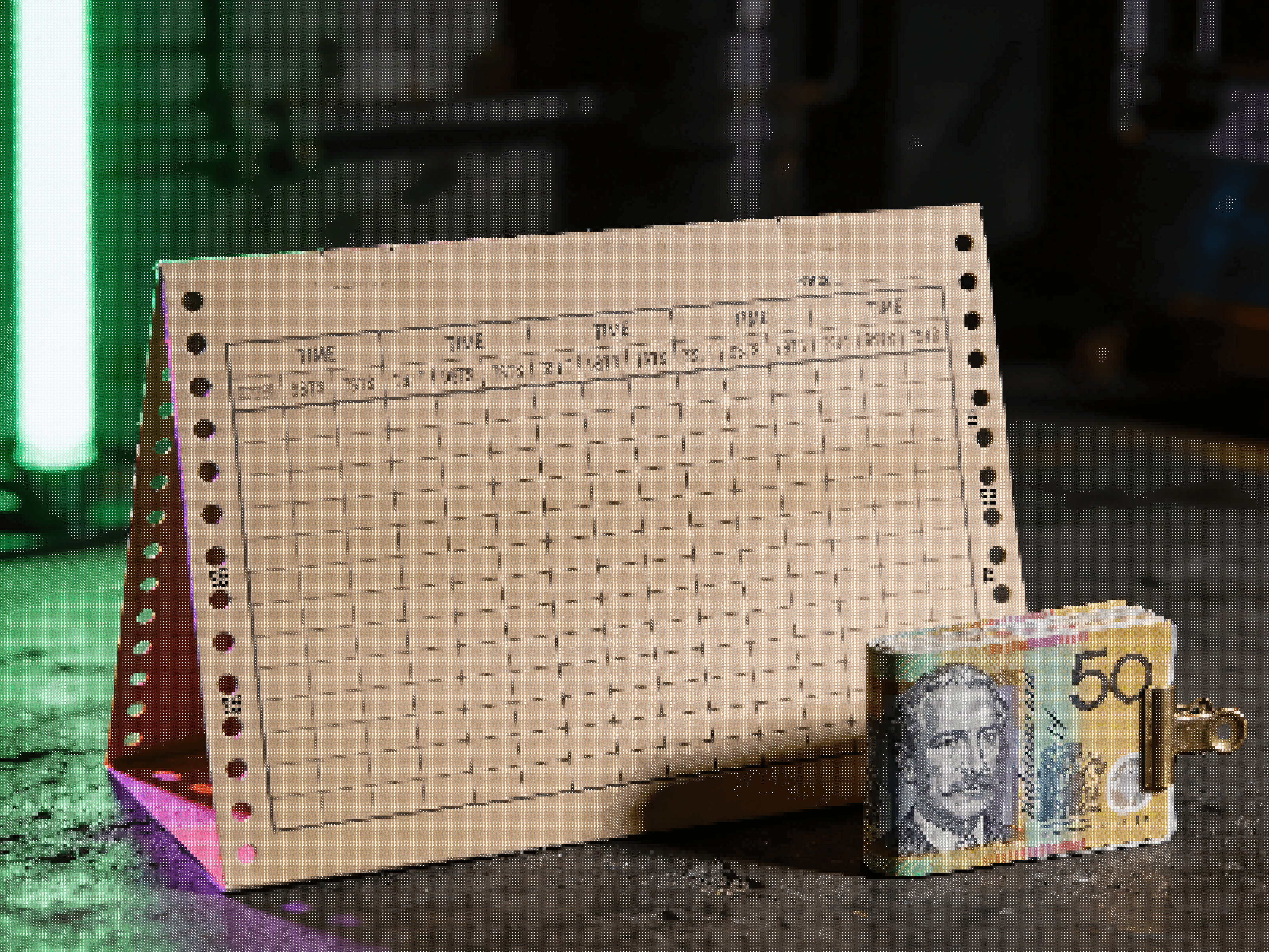 Minimal white box and book cover design with an orange frame and the text