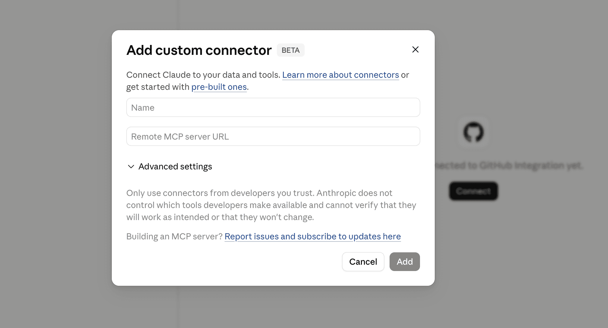 Add customer connector on Claude