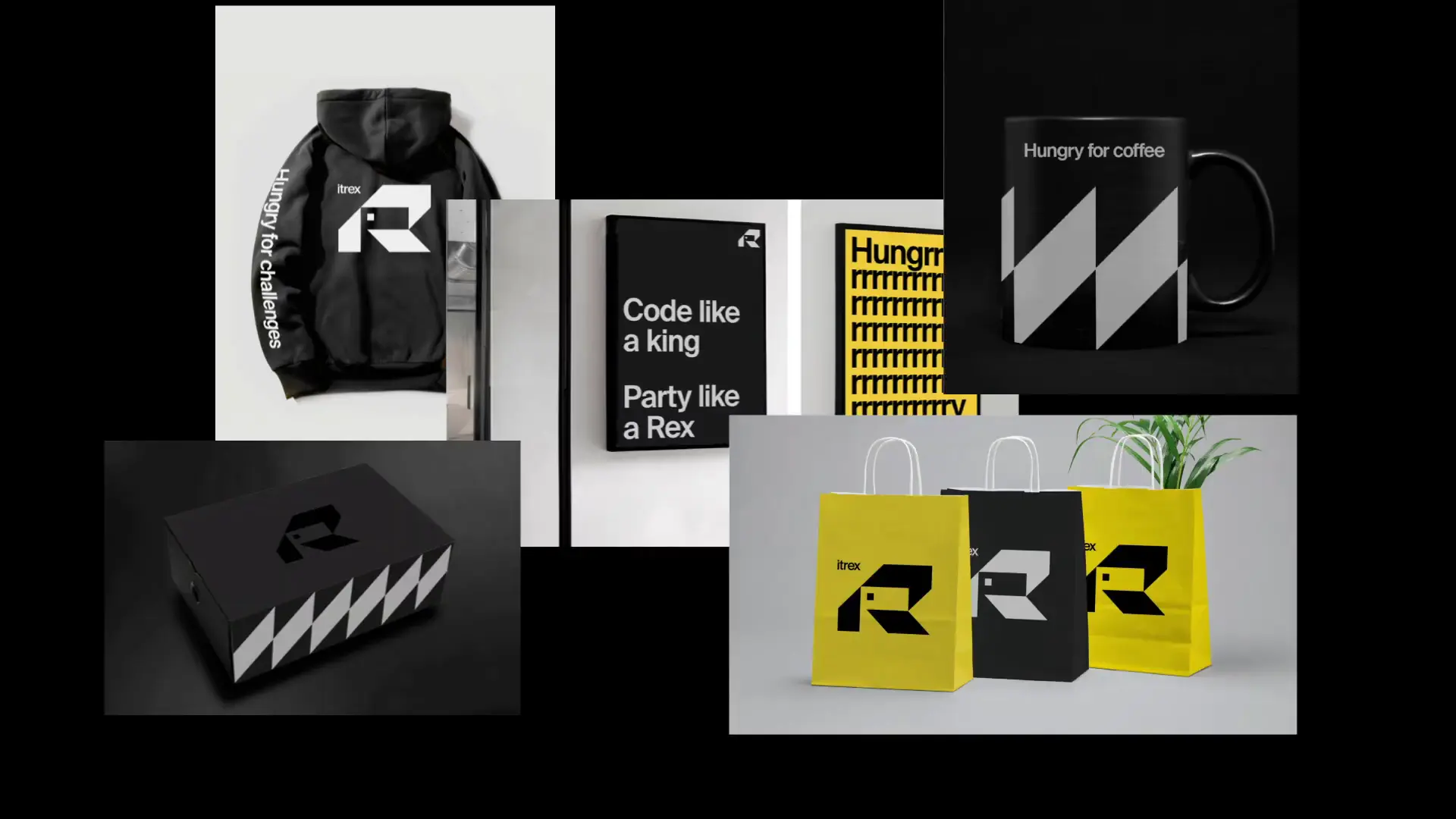 Mockups of various accessories from the itrex brand