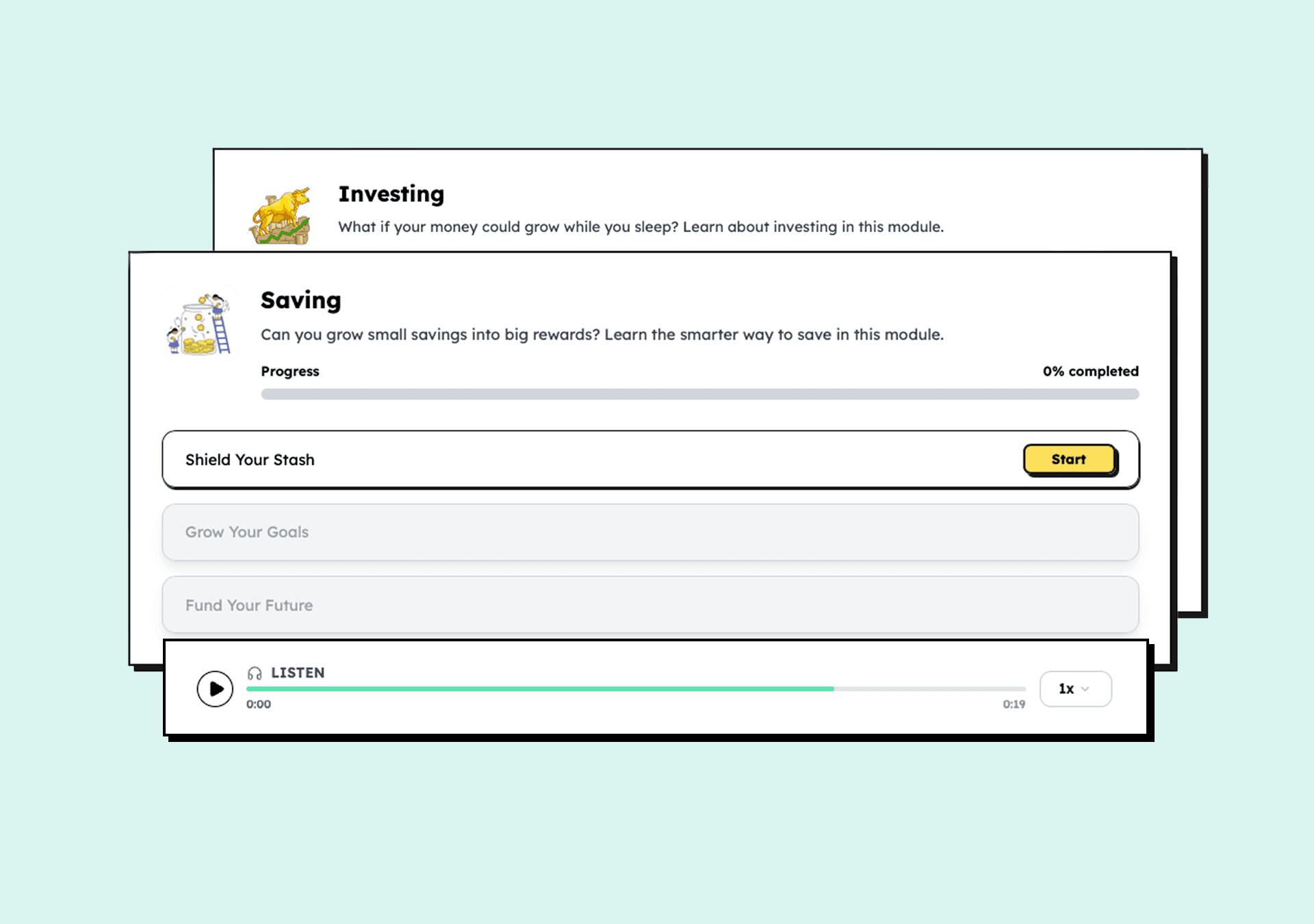 Structured lessons that teach saving and investing to children aged 10 to 15