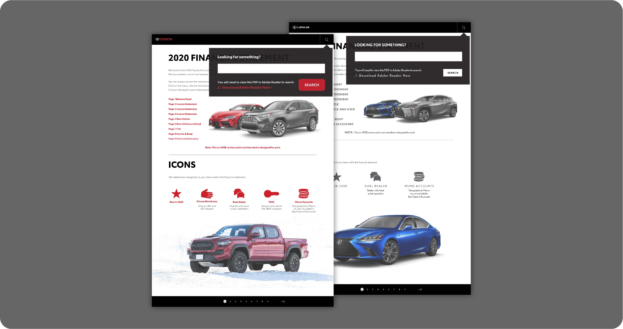 Toyota Interactive PDF search pages