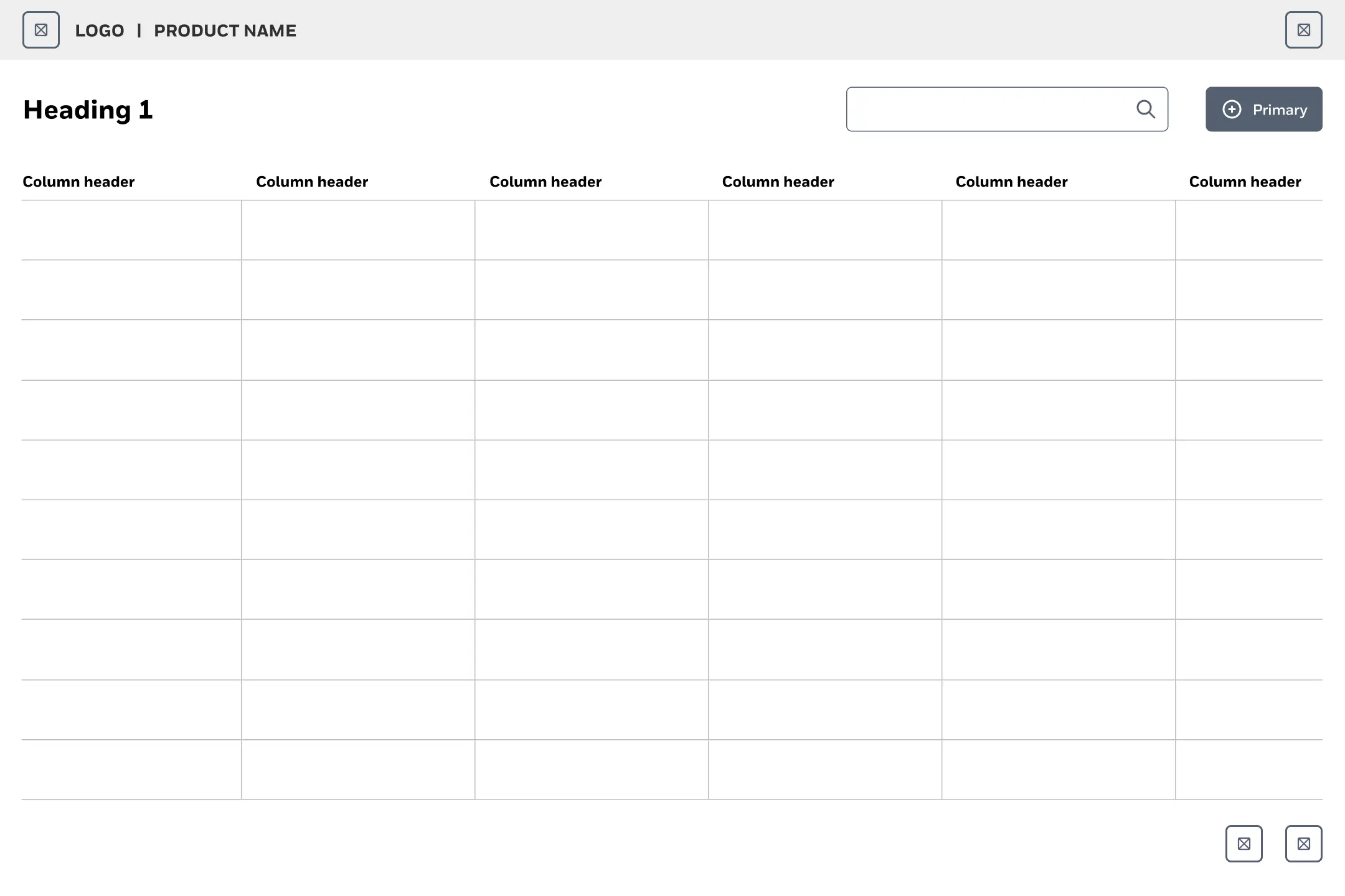 Wireframe of the Airgap Portal showing a data table