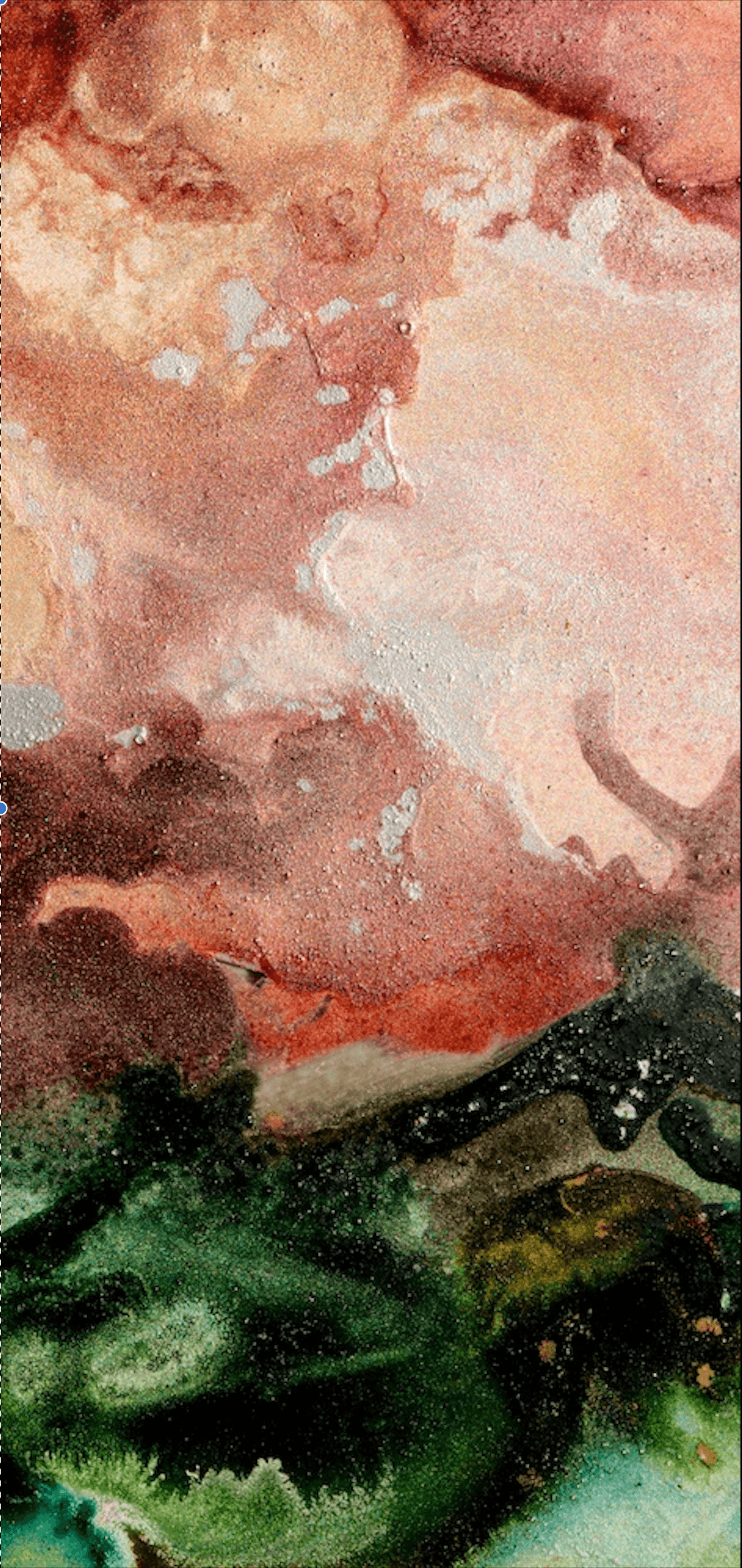 A delicate painting of flowers, leaves, and water droplets in soft hues