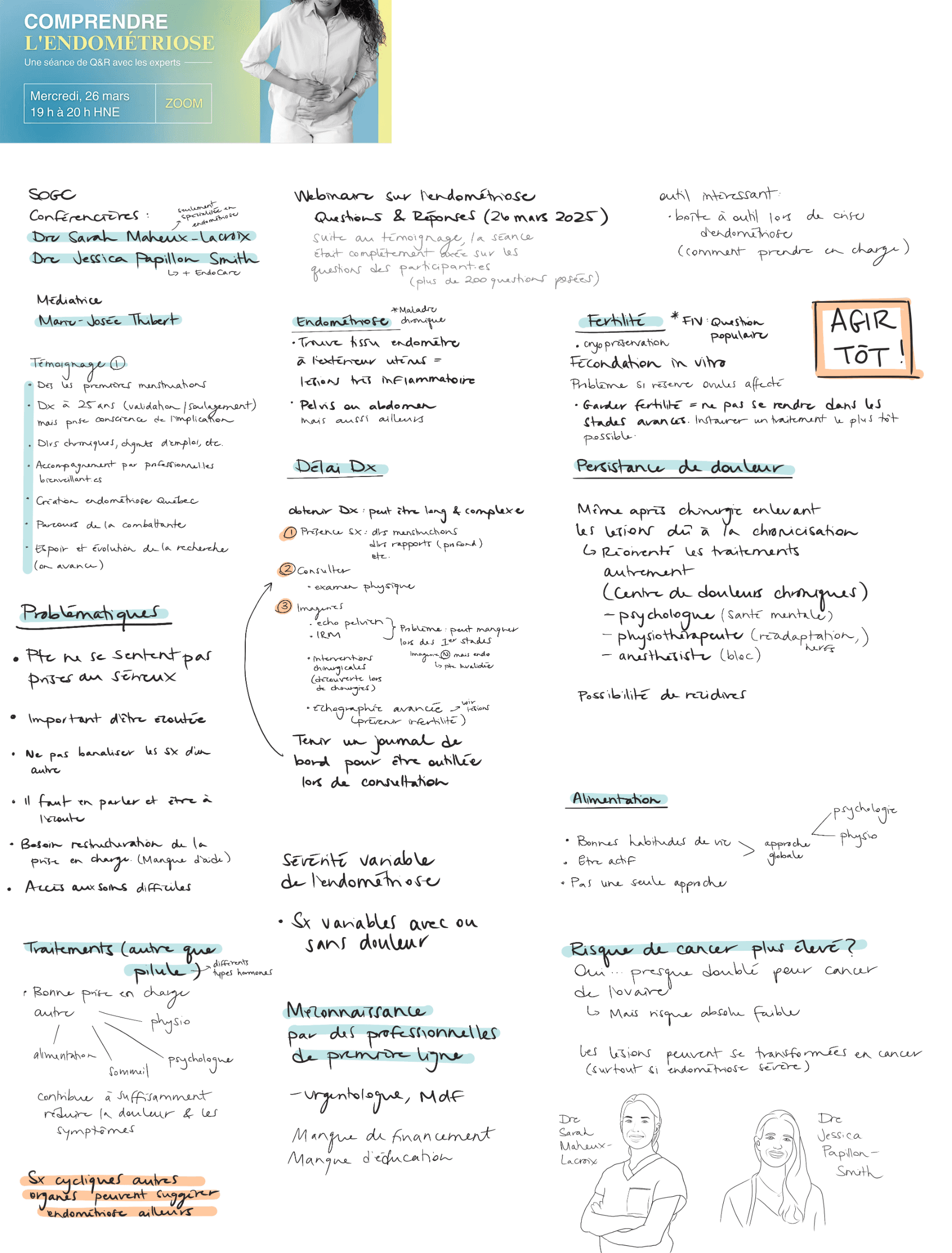 Sketchnote par Élodie Ouellet-Belleau d'un webinaire par la SOGC