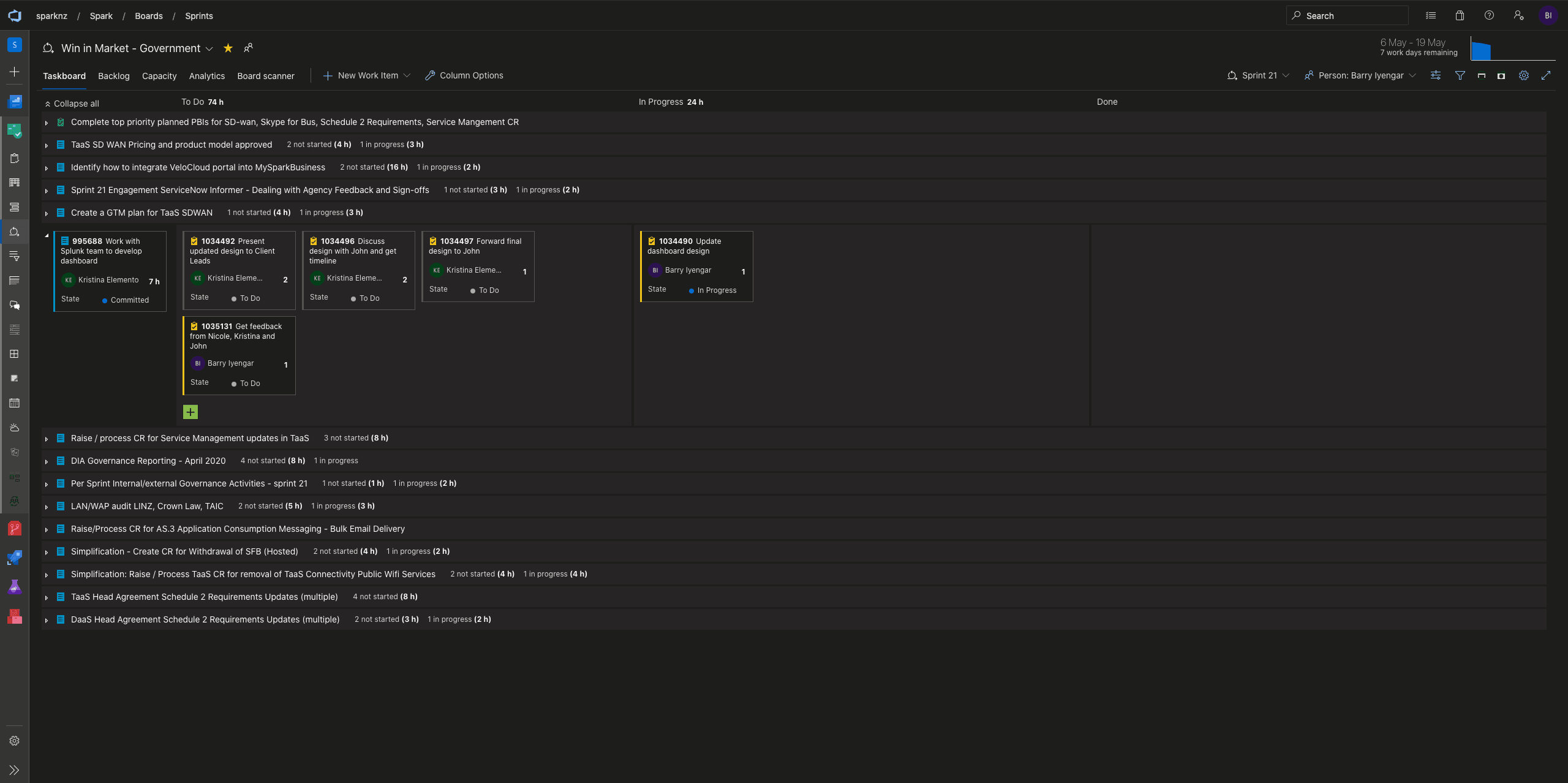 Azure taskboard