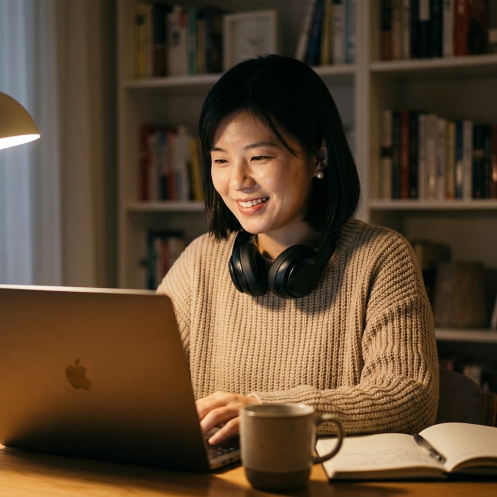 Lin Wang teaching during an online Chinese language lesson