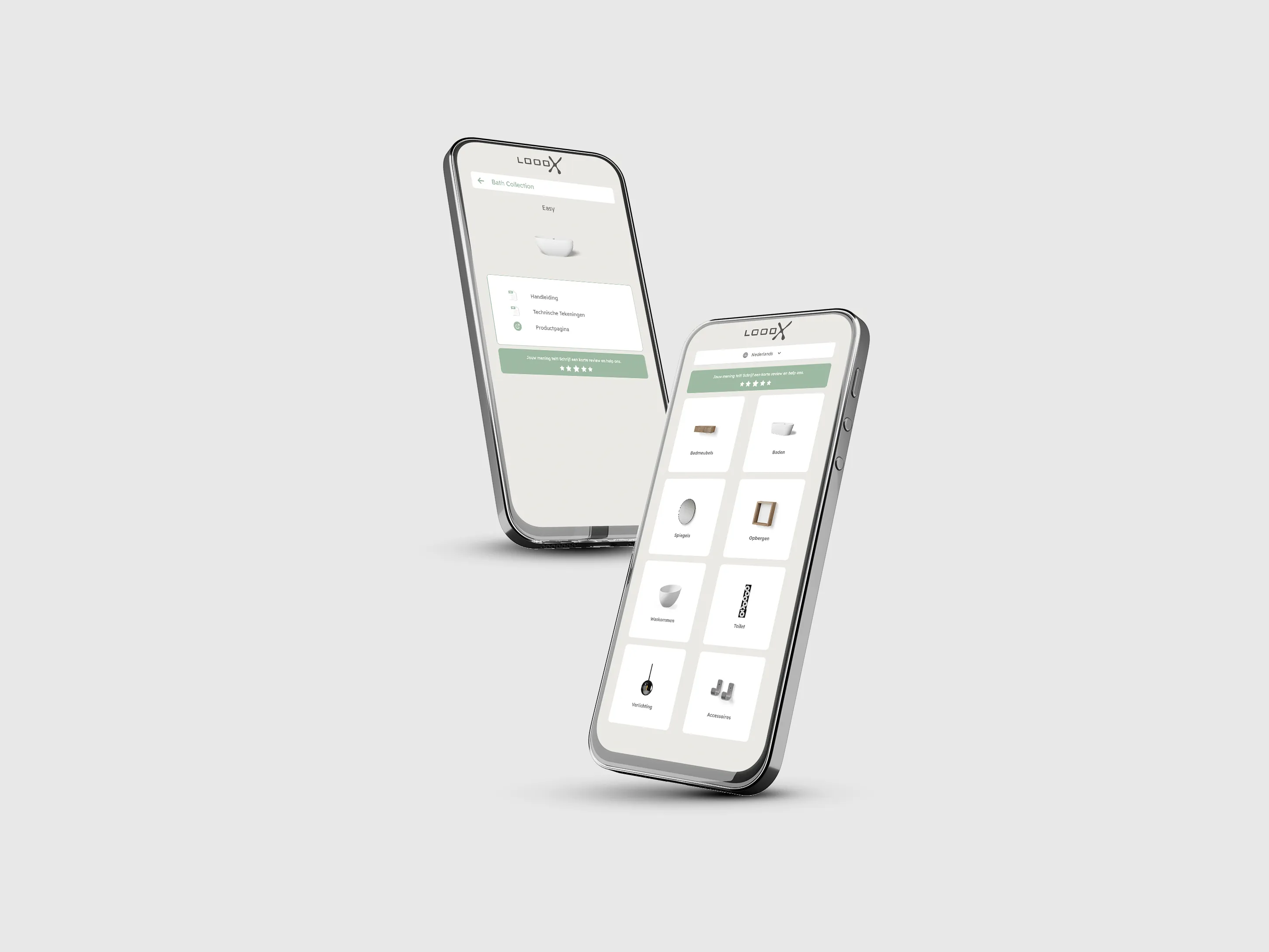 Handleiding-webapp van LoooX op twee telefoons