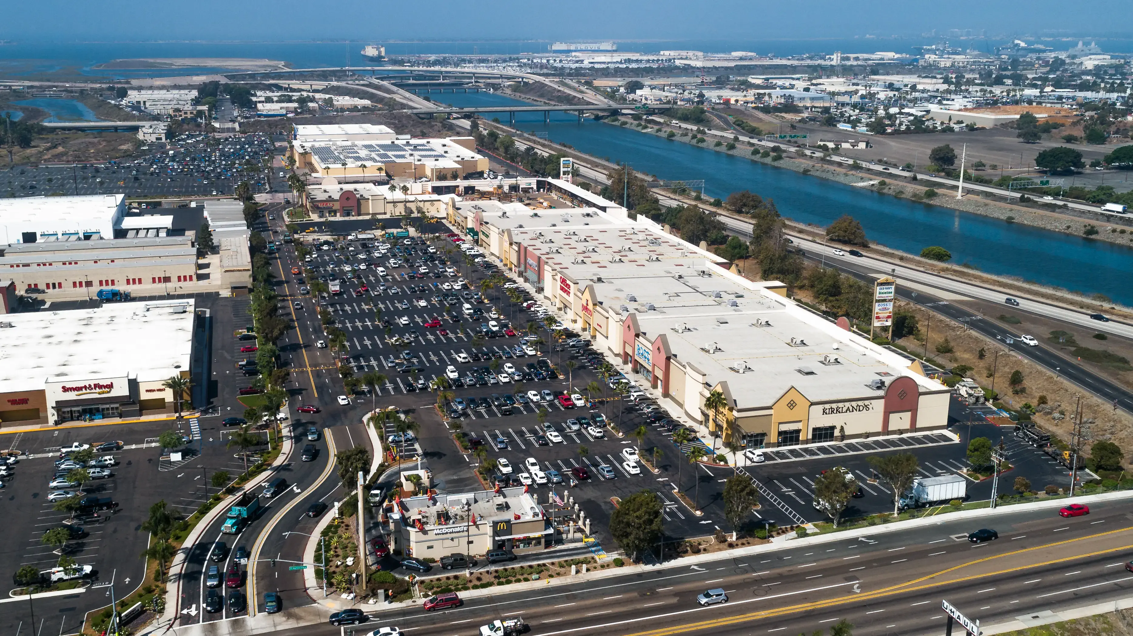 Aerial photo of shopping center parking lot project