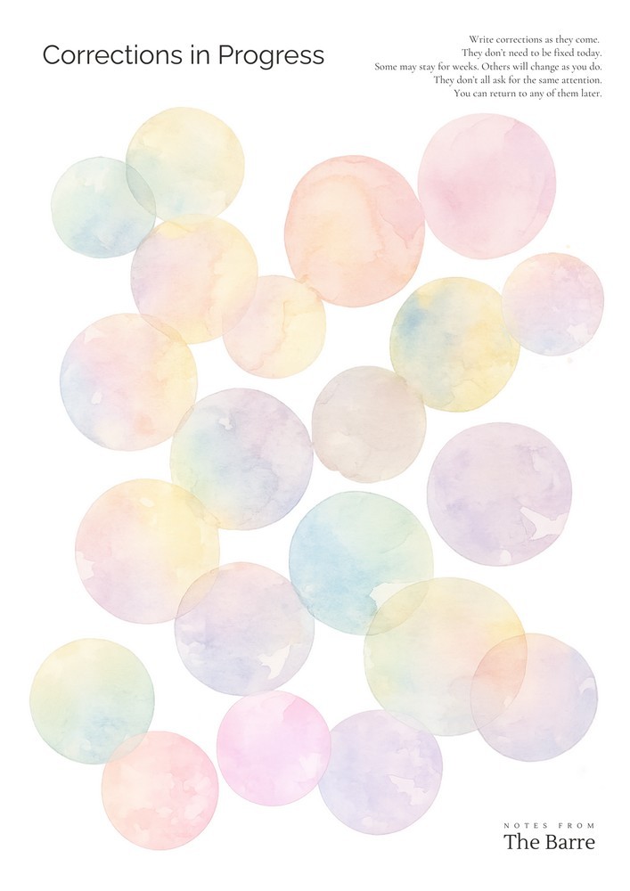 Printable Corrections in Progress page for tracking ballet corrections