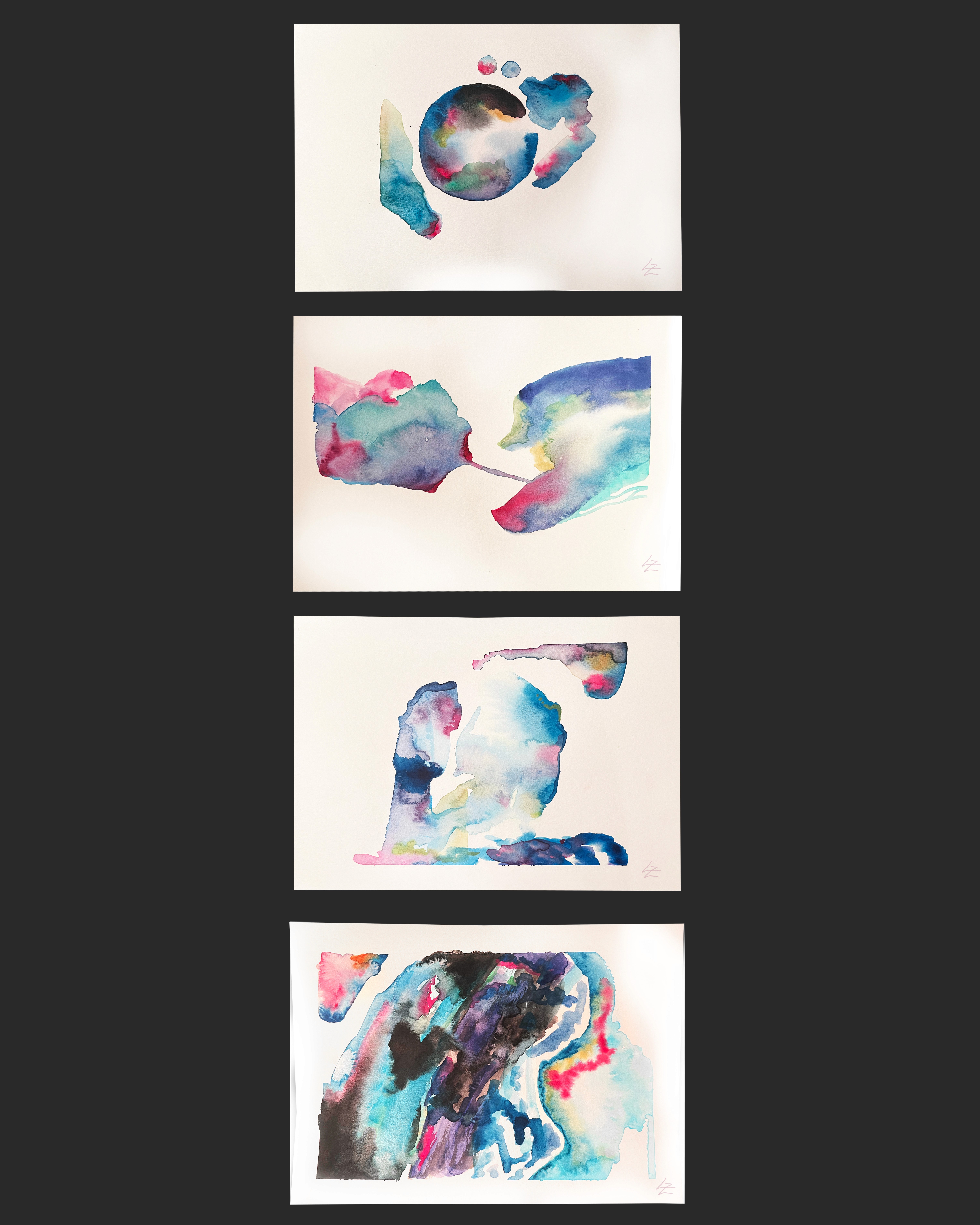 Abstract composition with geometric shapes and lines.