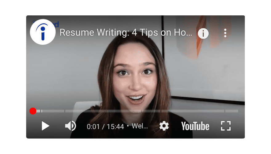 Example of a YouTube resume advice video in the CV Engineer app