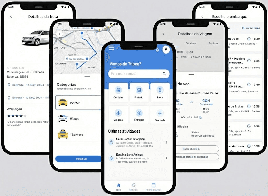 A composite of a UI Dashboard, a video of a woman and a mobile phone.