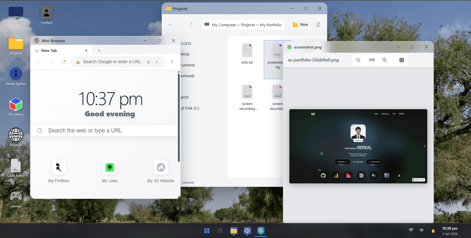 home page of the REREAL OS website