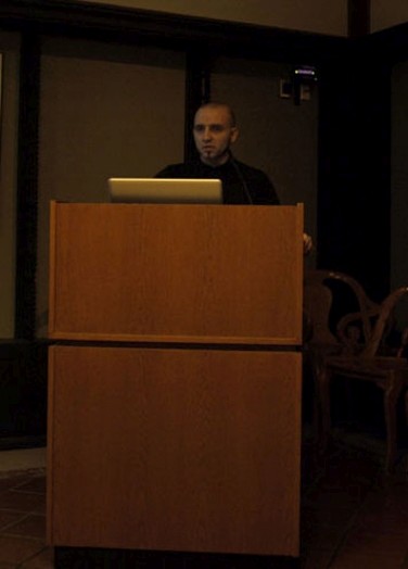 presenting in the wooden background