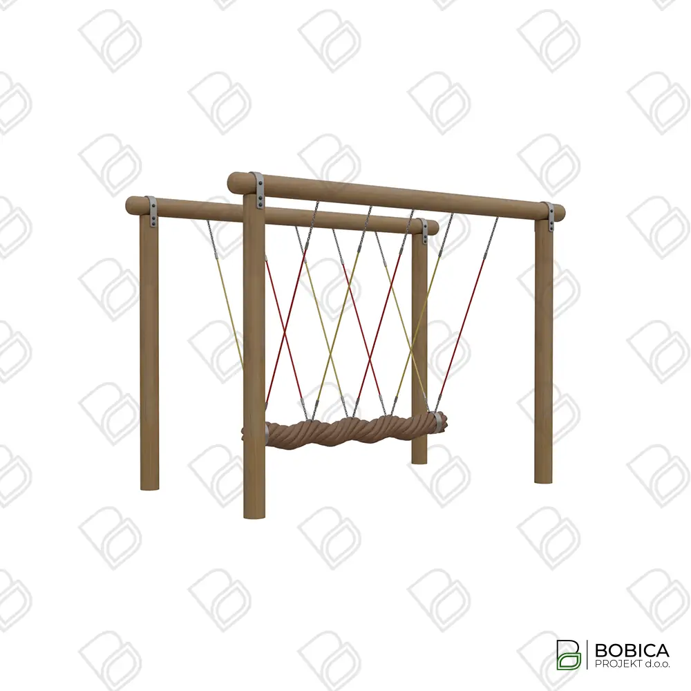 Drvena ljuljačka s užetom za više djece - "Rope Beam Swing"