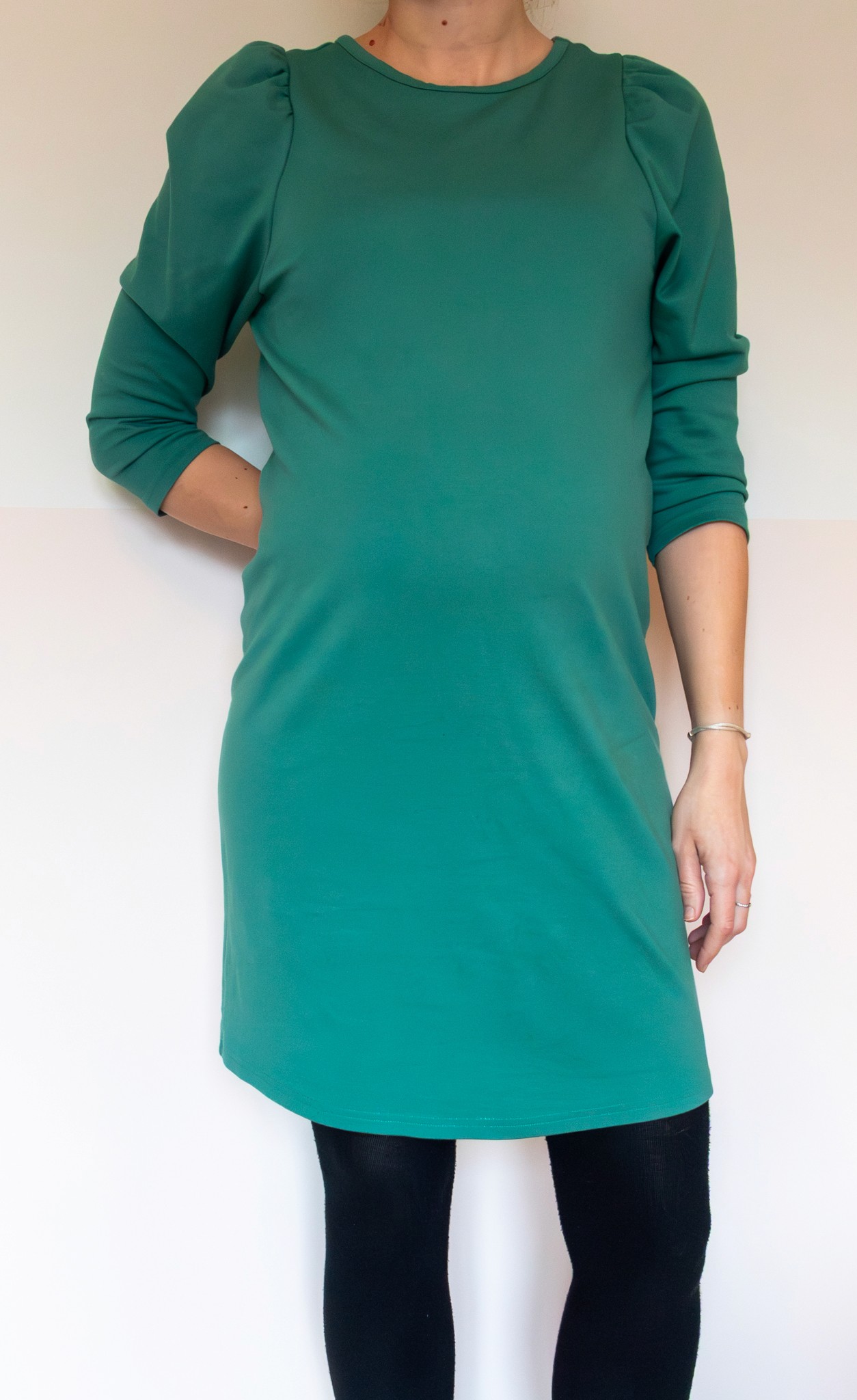 Zwangerschapsjurk, noppies, groen, maat S en M