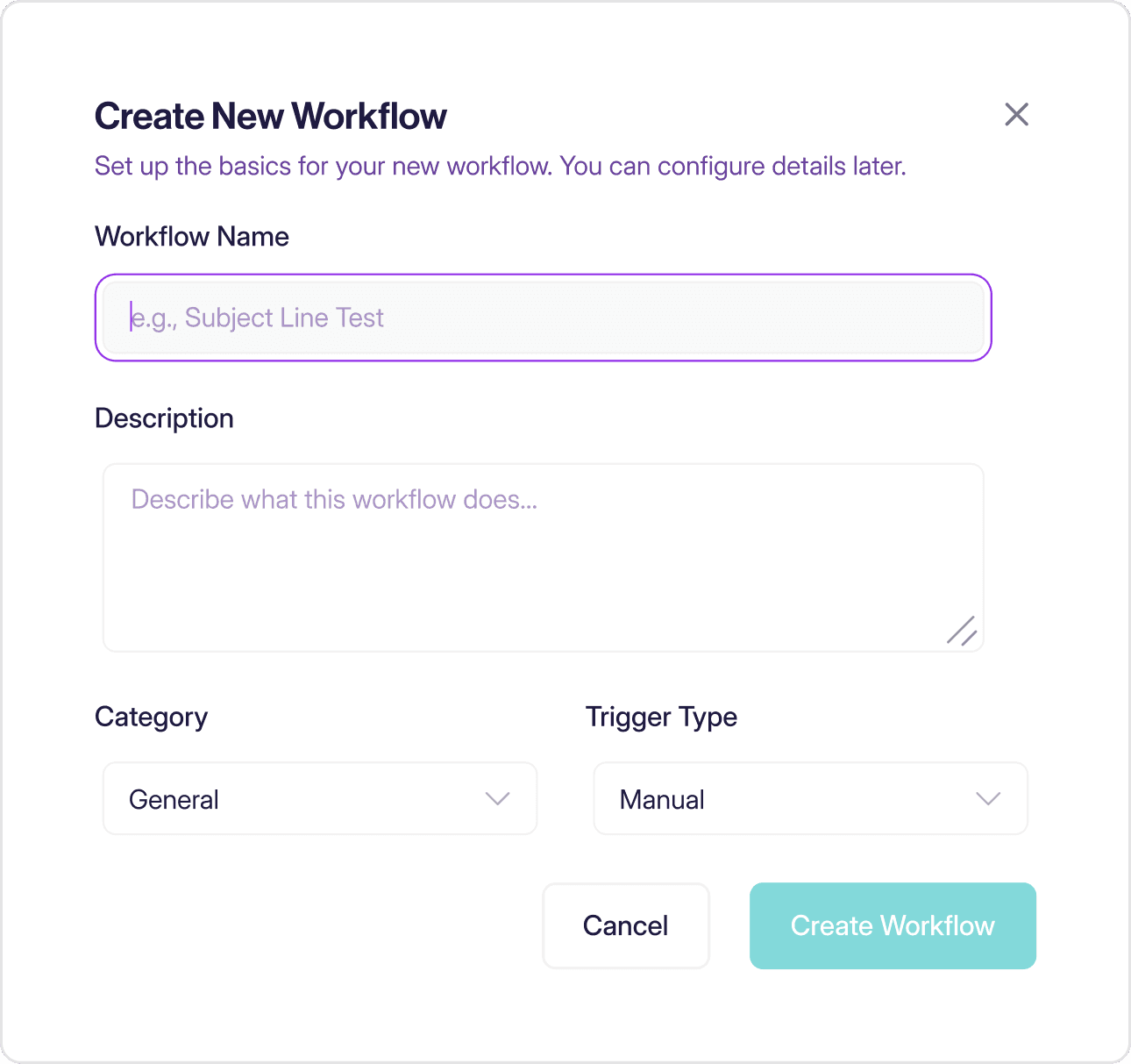 Create new workflow feature