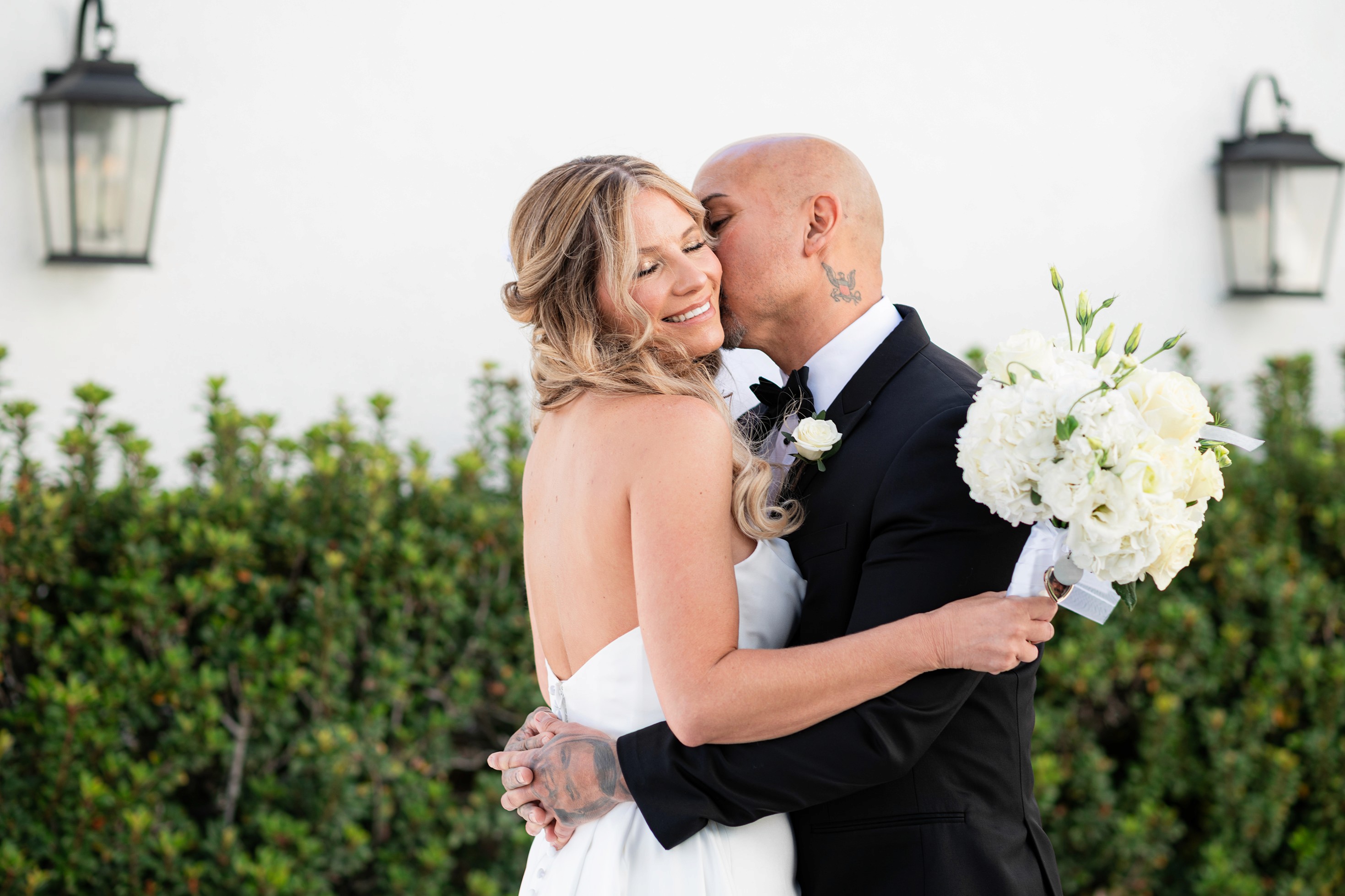 Bride and groom first look at Sterling Hills wedding venue