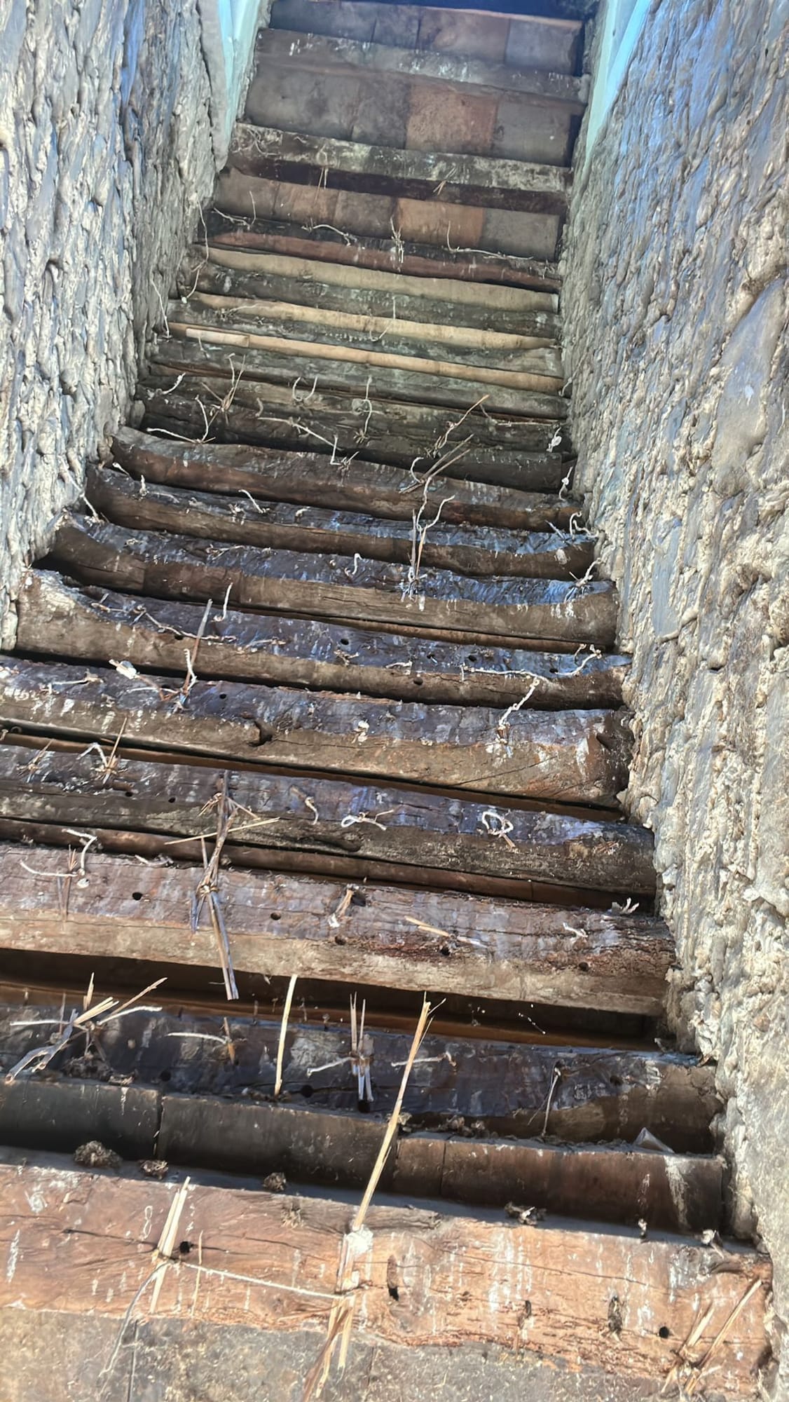Stone stair stripped back during the works
