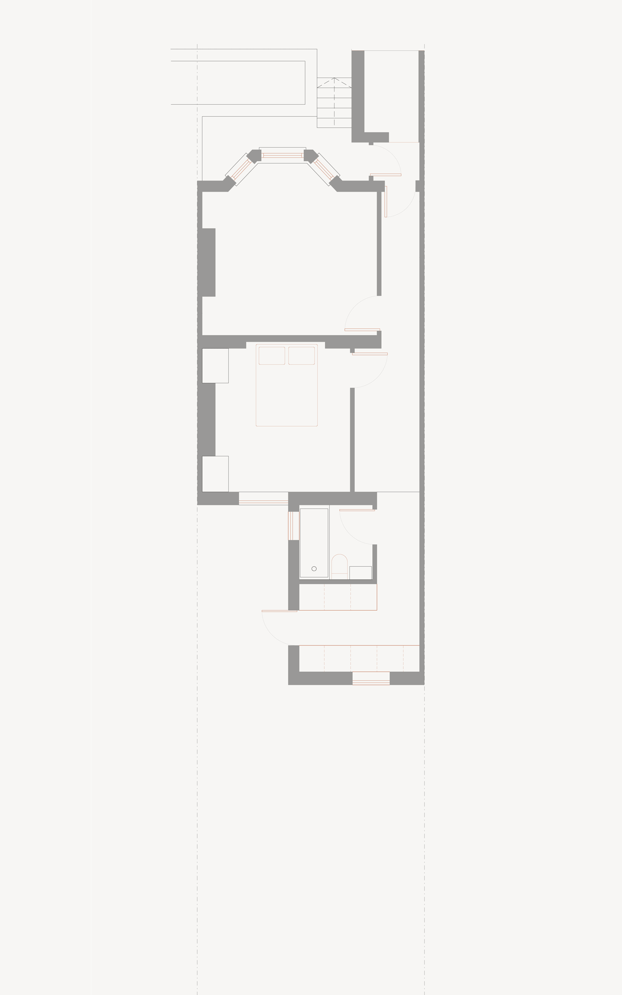Stage 1 feasibility floor plan sketch showing layout options for ground floor extension, Shardeloes Road — Bristol residential architect Alec Crisp