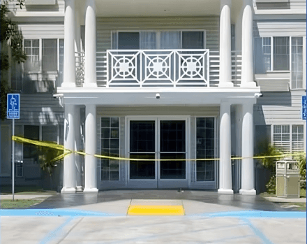 Completed ADA compliant curb ramp and parking access lane poured by John Alonso Concrete at a commercial property.