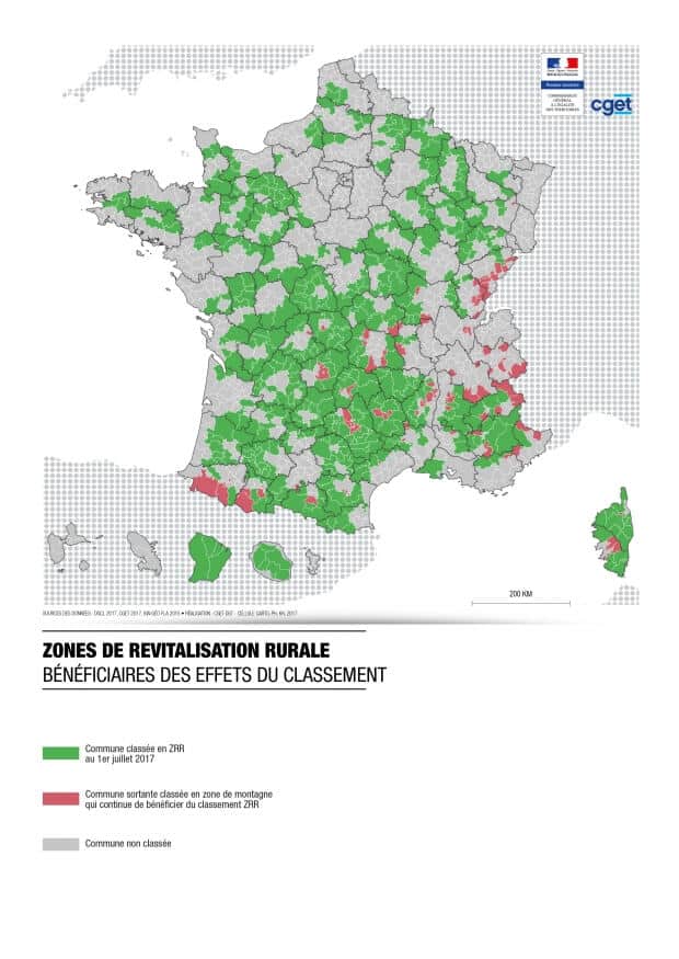Carte zone zrr 2017
