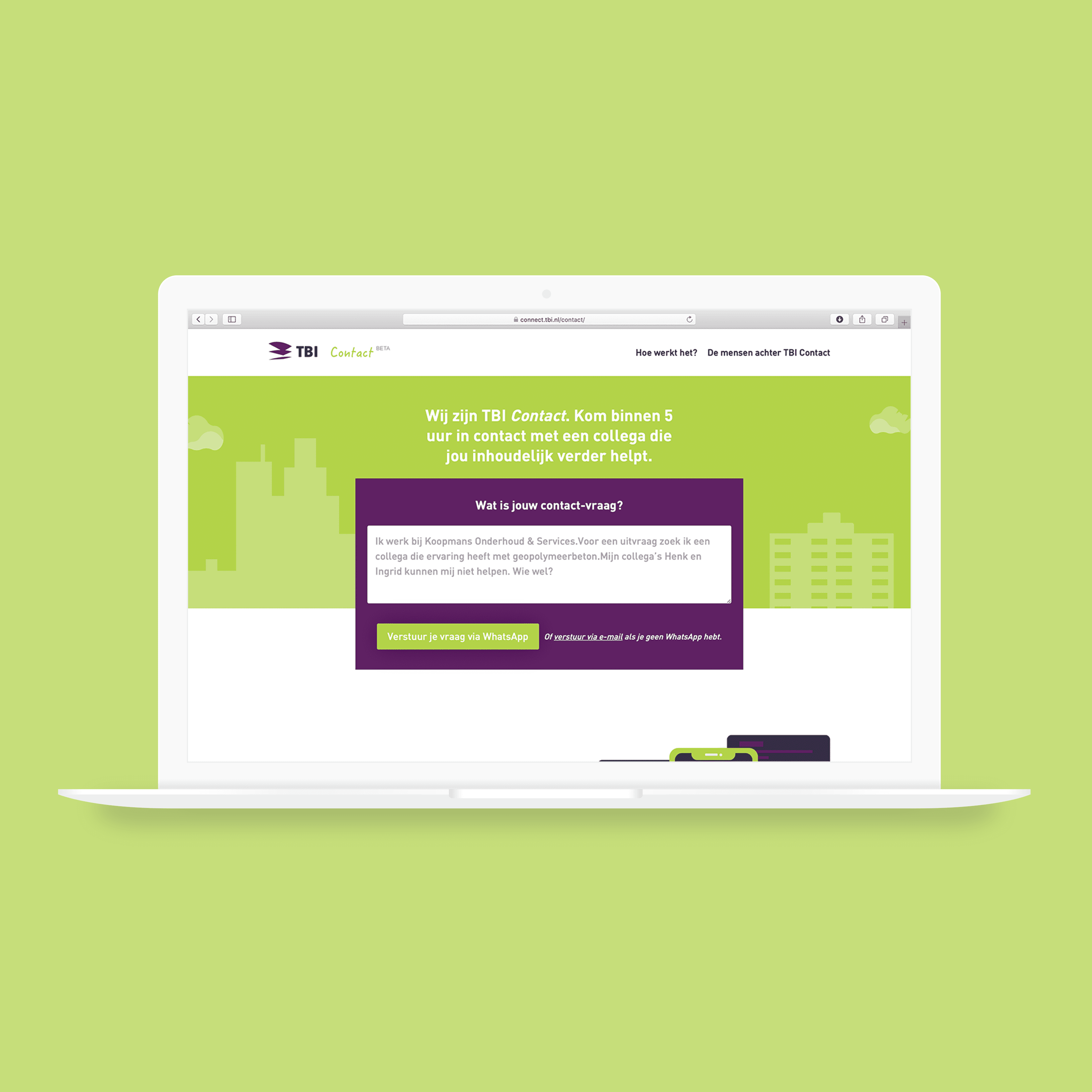 Laptop met website TBI