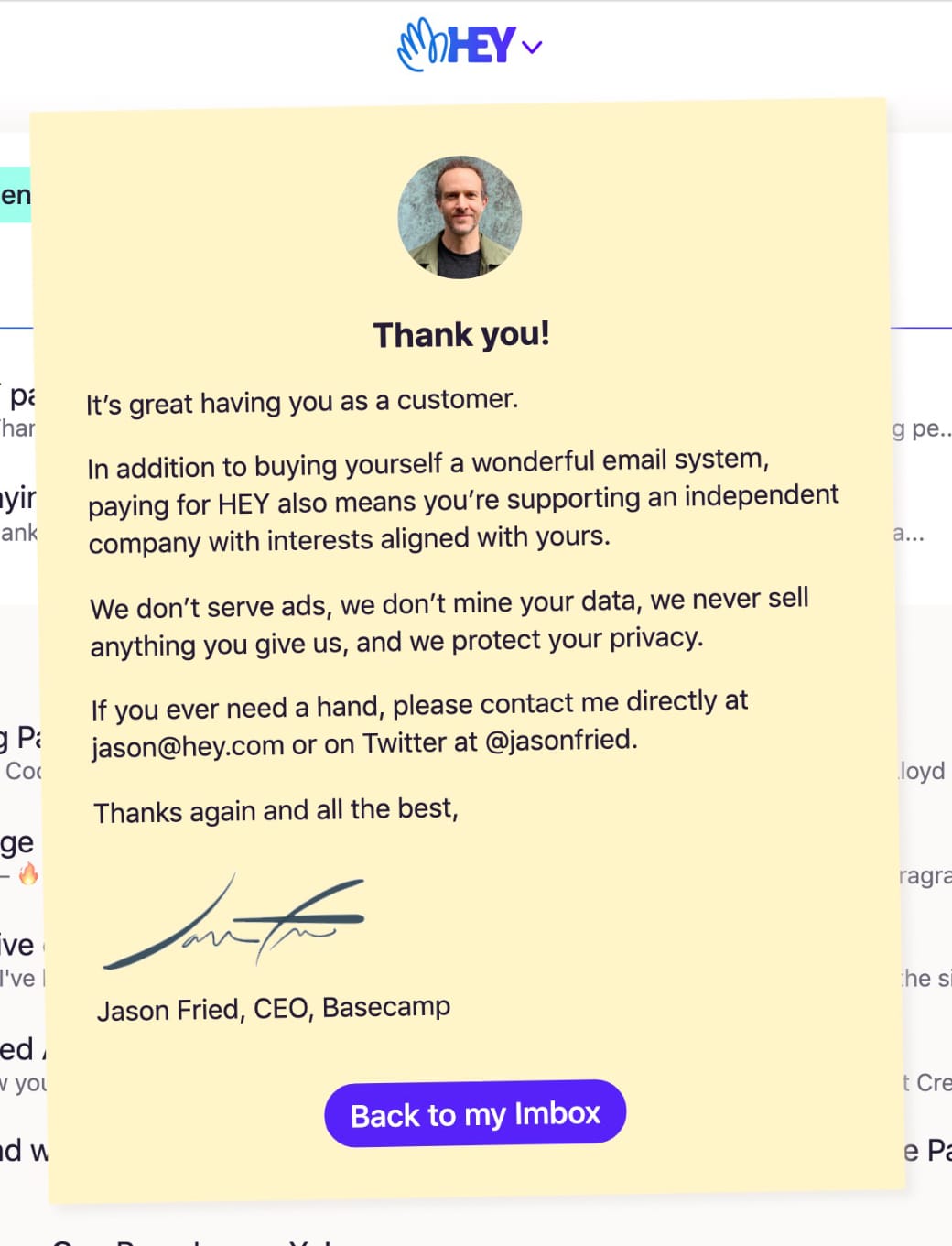 Hey personalized success message