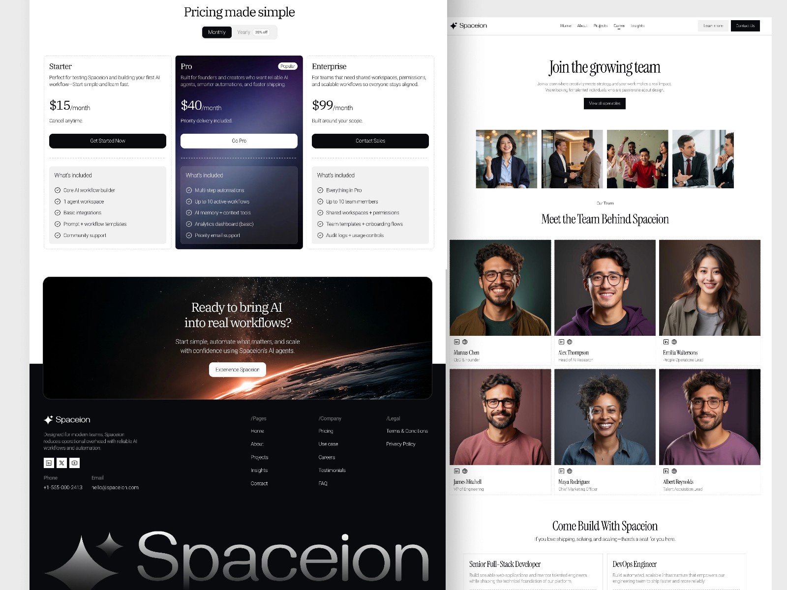 Spaceion — 现代专业 AI 机构落地页设计灵感