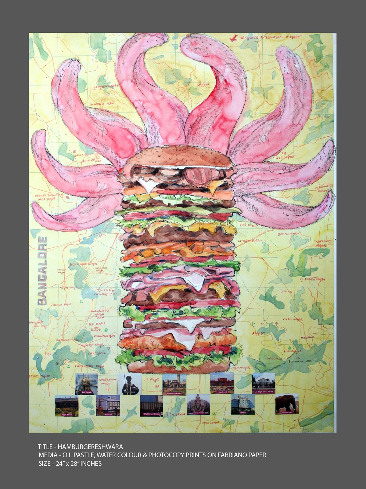 herd of sheep on road painting