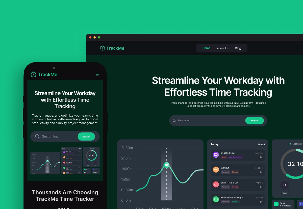 Time tracker SaaS landing page