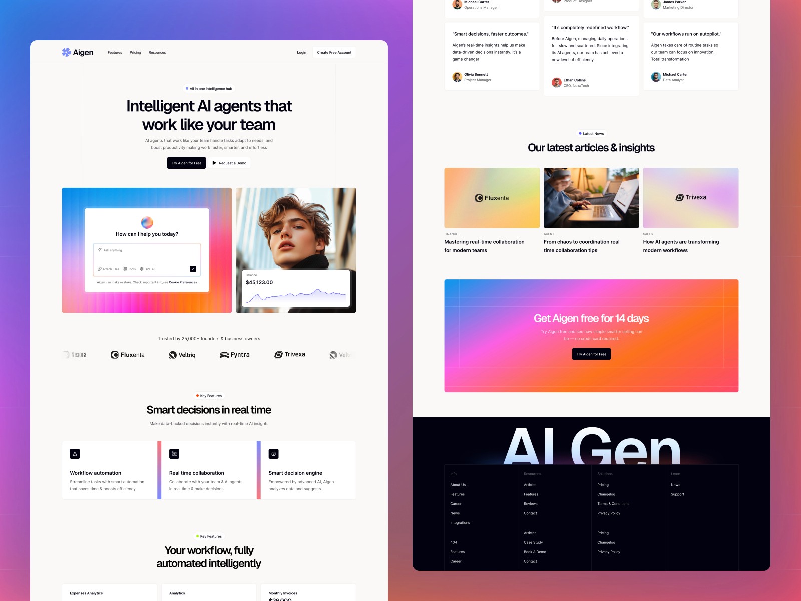 Agenn — 极简现代 AI 产品官网设计灵感