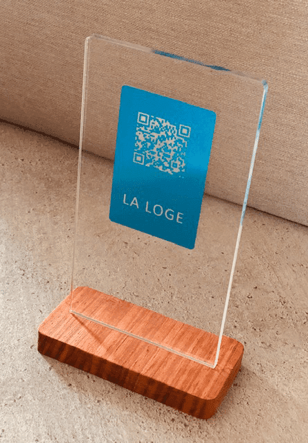 QR Code Verre Avec Plaque - Avec Nom