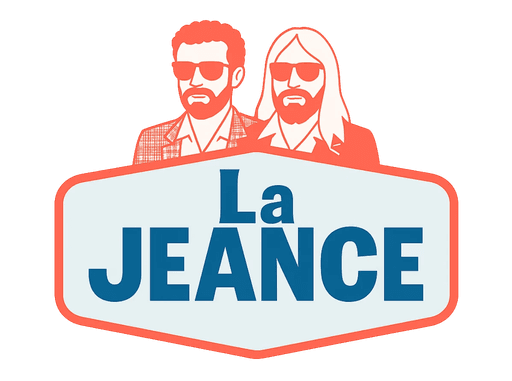 Logo de La Jeance avec les bustes illustrés des fondateurs Greg et Ben