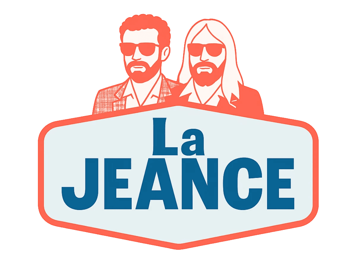 Logo de La Jeance avec les bustes illustrés des fondateurs Greg et Ben