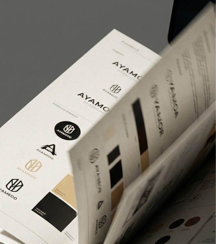 Open booklet with minimal logos designs