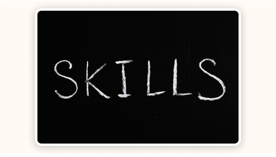 Skills word on blackboard